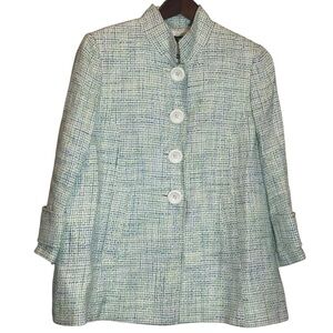 Isabella Demarco White Blue Green Women’s Lined Blazer Jacket Size 8